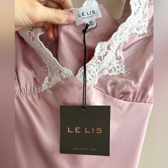 Le Lis Collection Satin and Lace Trim Mini Dress, Size Medium, Pink, NWT - Picture 14 of 16